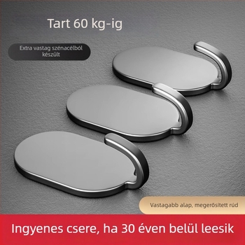 Ragasztós kampó, falra szerelhető, fúrás nélkül, teherbírás 3 kg, 5-darabos készlet, egyetlen kampó vasból