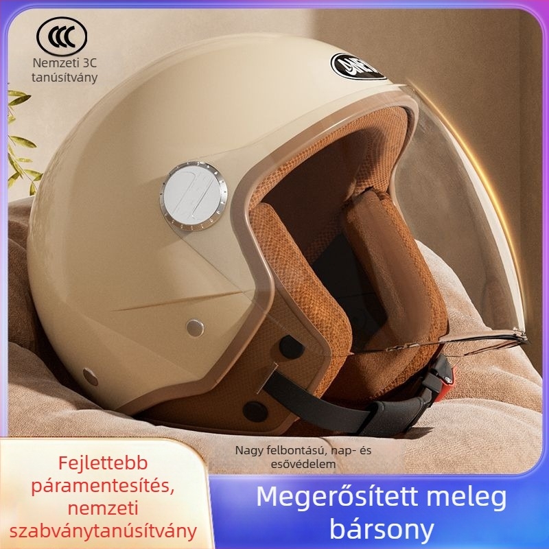 Fél sisak motorkerékpárhoz - ABS anyag, univerzális alkalmazás, téli használat, Gb811-2022b tanúsítvány