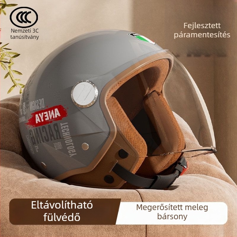 Fél sisak motorkerékpárhoz - ABS anyag, univerzális alkalmazás, téli használat, Gb811-2022b tanúsítvány