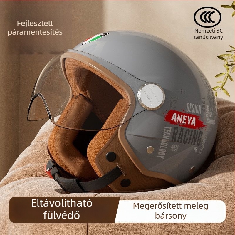 Fél sisak motorkerékpárhoz - ABS anyag, univerzális alkalmazás, téli használat, Gb811-2022b tanúsítvány