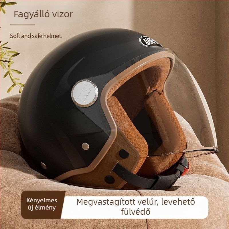 Fél sisak motorkerékpárhoz - ABS anyag, univerzális alkalmazás, téli használat, Gb811-2022b tanúsítvány