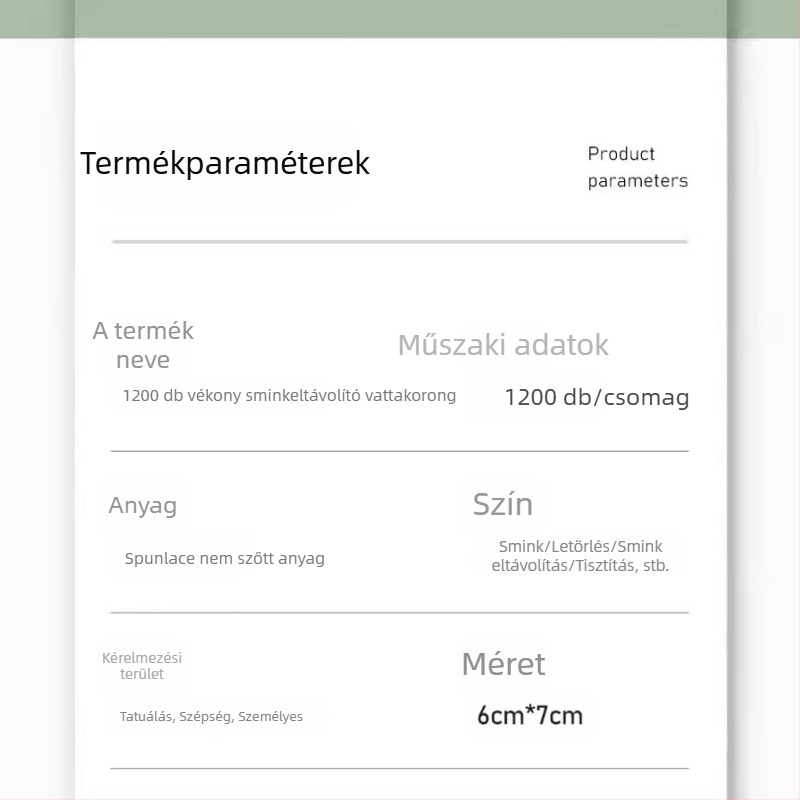 Pamut sminklemosó korongok, egy rétegűek, szöszmentes, nedves, 1200 darab, az arc hidratálásához