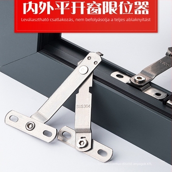 Felsőnyílású ablak korlátozó – 304 Rozsdamentes acél, szélvédő rúd, biztonsági zár, mikroventiláció