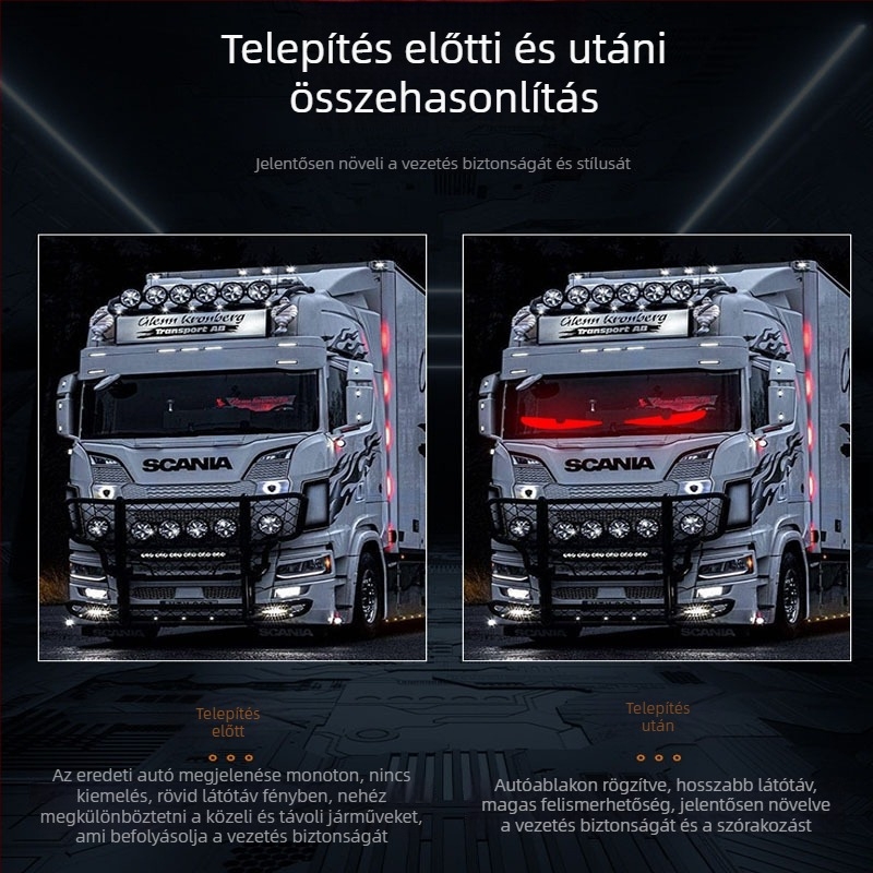 Autó belső világítás rugalmas RGB-kijelzővel – diabolikus szem dizájn, 12–24V, 5W, anyag LED+PV+szilikagél