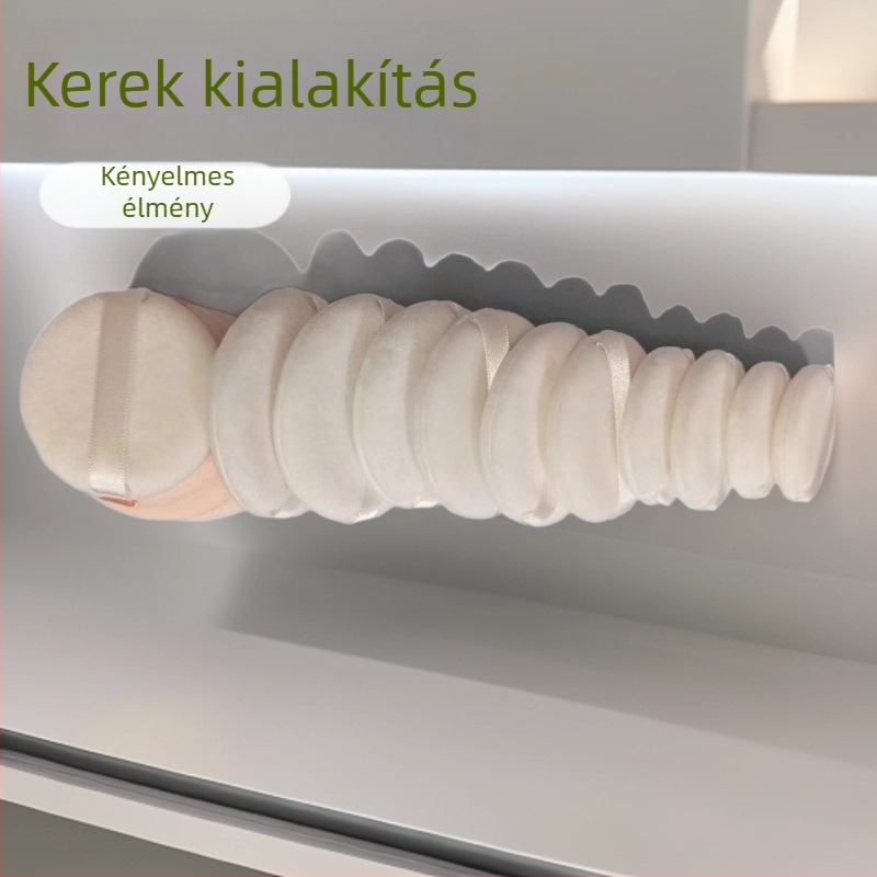 Száraz púder puff, ultra‑puha kristály velúr, kerek alakú, a púder fixálásához