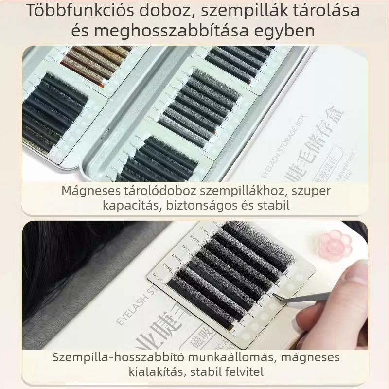 Mágneses szempilla tároló doboz kijelző mágneses panellel
