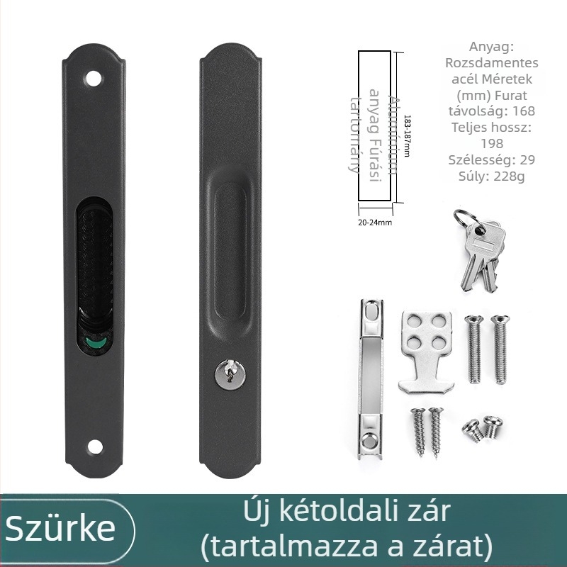 Rozsdamentes acélból készült kampós zár, kör fejű, egyoldalas és kétoldalas, elektroplatált felülettel, erkélyre és tolóajtókhoz