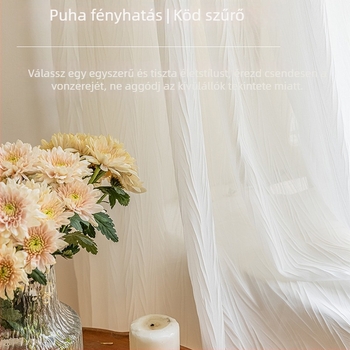 2026-os új francia stílusú könnyű luxusfüggönyök, fehér, enyhén gyűrt textúrával, nappalira és hálószobára