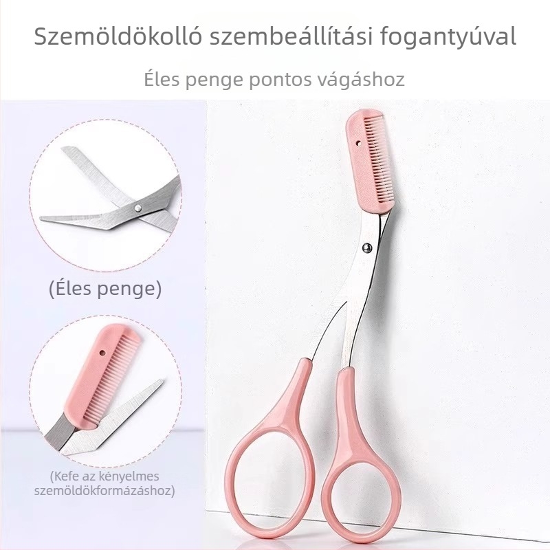 Kezdőknek szánt szemöldökformázó olló készlet, ívelt végű, biztonságos, karcolásmentes kivitel, ABS + rozsdamentes acél