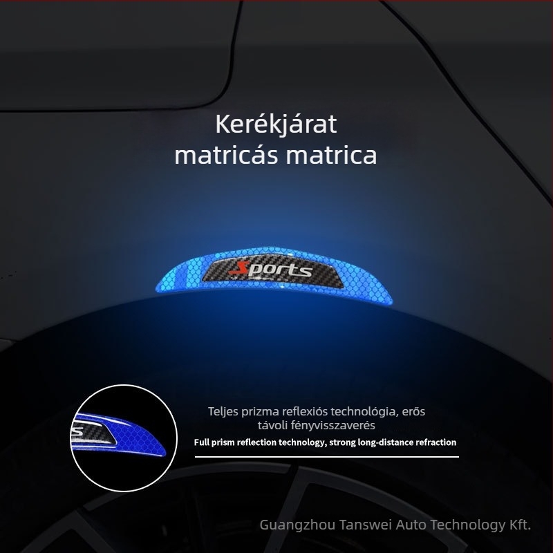 Szénszálas mintás autókerékív védő ragasztós matrica, fényvisszaverő, vízálló, karcolásálló, puha gumibevonat.