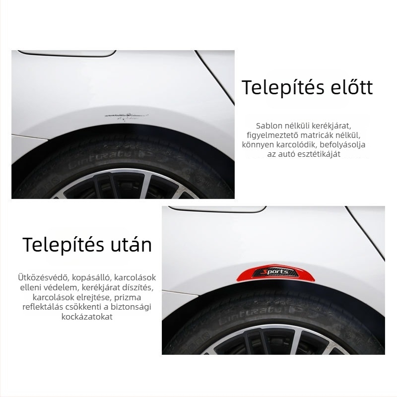 Szénszálas mintás autókerékív védő ragasztós matrica, fényvisszaverő, vízálló, karcolásálló, puha gumibevonat.