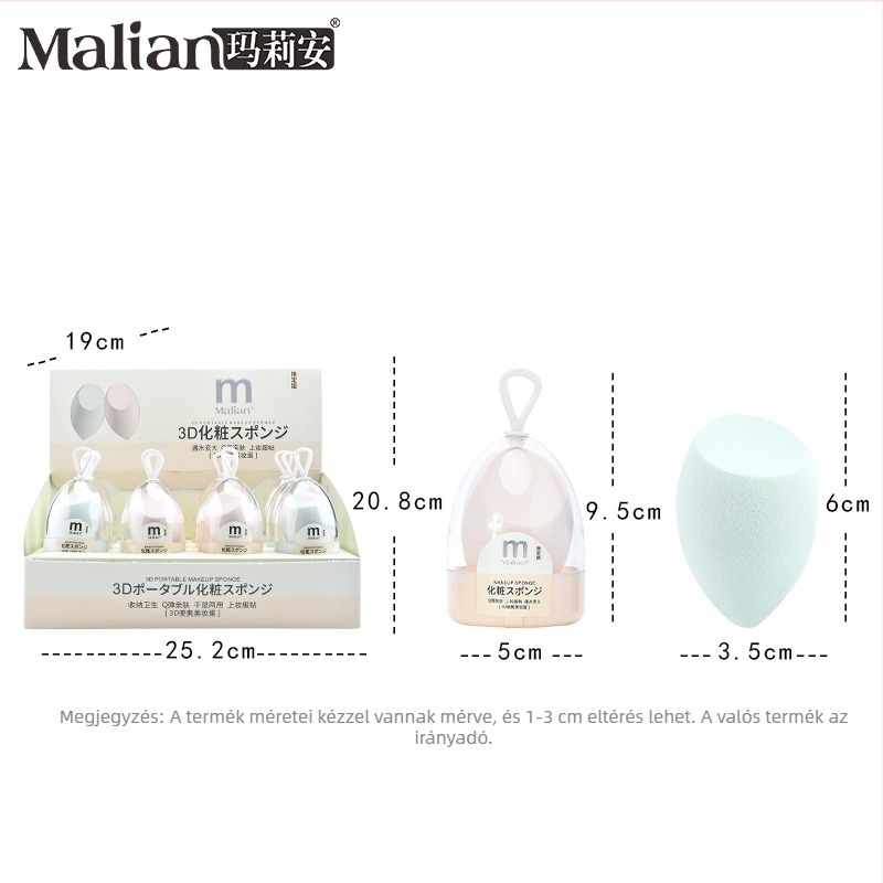 Marian 3D sminktojás, hidrofíliás poliuretán sminkszivacs, csepp alakú