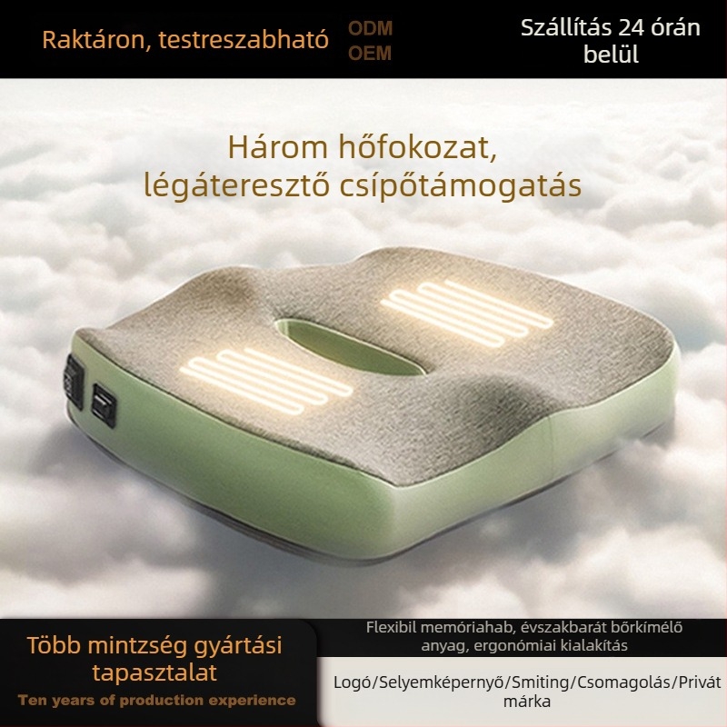 Fűtött ülőpárna memóriahabból, irodai és autós használatra