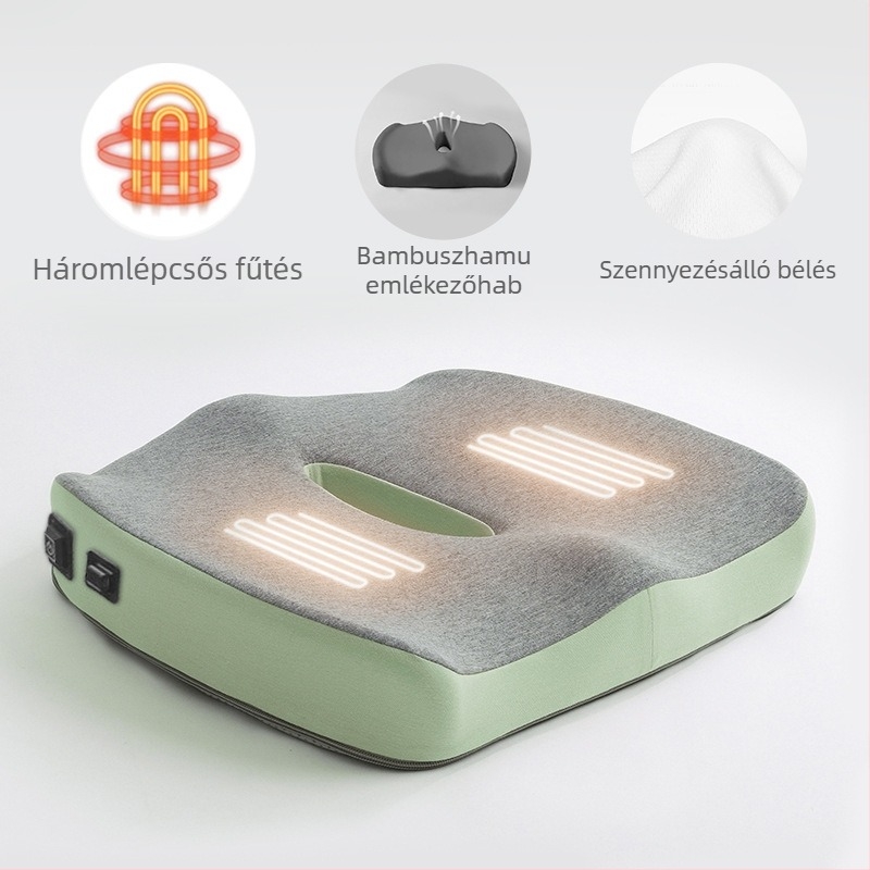 Fűtött ülőpárna memóriahabból, irodai és autós használatra