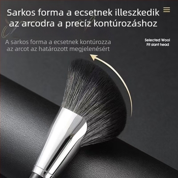 Sarló alakú kontúr ecset arcra, ultra-puhák nylon szálak, ferde fej a kontúrokhoz, hosszú fa nyél