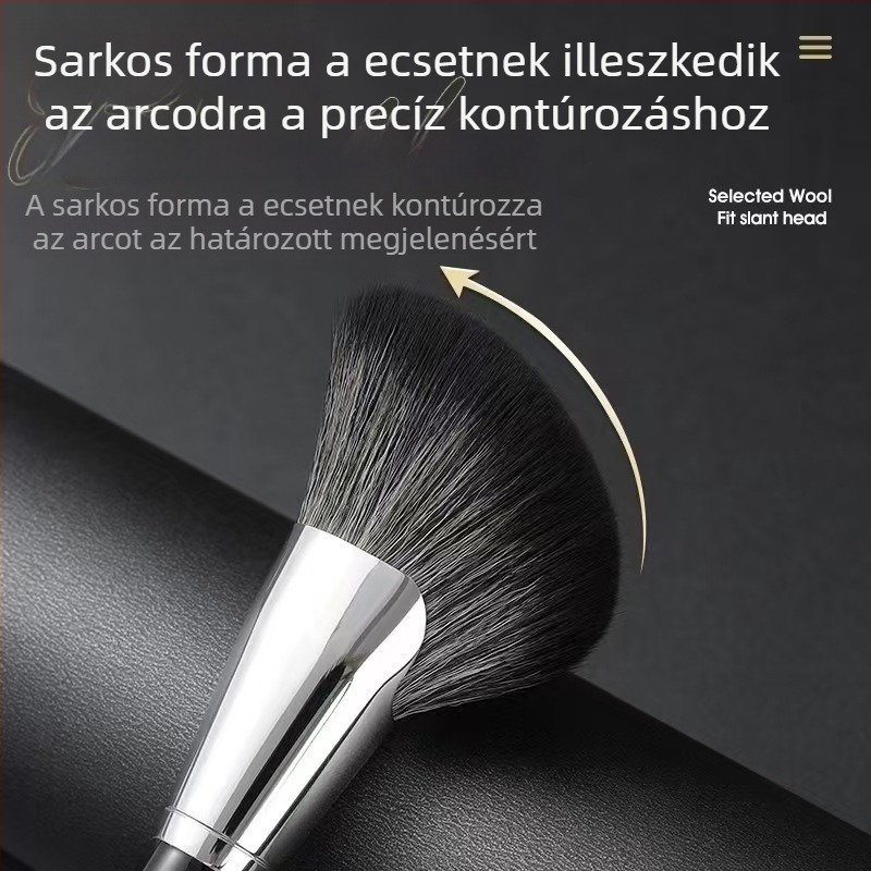 Sarló alakú kontúr ecset arcra, ultra-puhák nylon szálak, ferde fej a kontúrokhoz, hosszú fa nyél