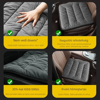 Öt üléses autóülés párna készlet - velúr töltet, plüss felület, téli fűtés, lapos minimalist stílus