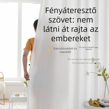 Fehér áttetsző függöny balkont és sarokablakhoz — fényáteresztő, mégis privát, gyémánt hálós mintás illúzió, függöny