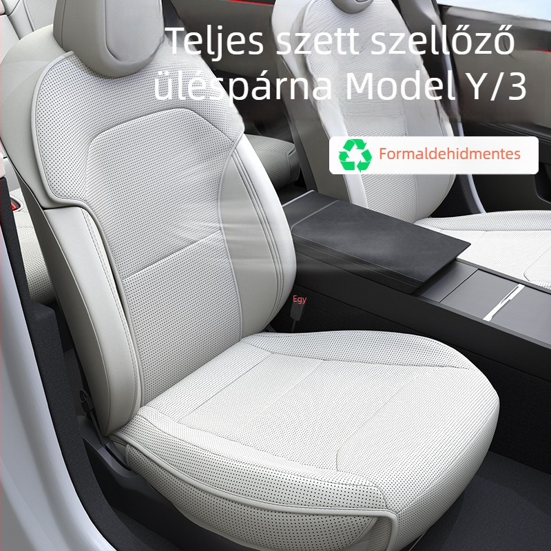 Tesla Model Y ülésvédő párna — memóriahabos töltés, PU felület, légáteresztő, készlet, eredeti stílus