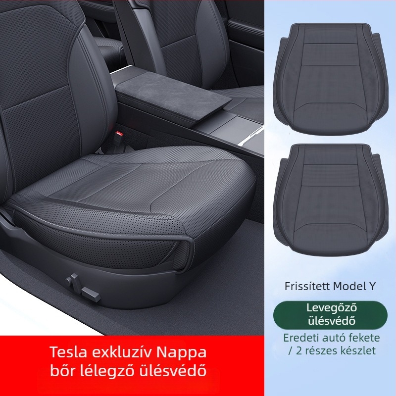 Tesla Model Y ülésvédő párna — memóriahabos töltés, PU felület, légáteresztő, készlet, eredeti stílus