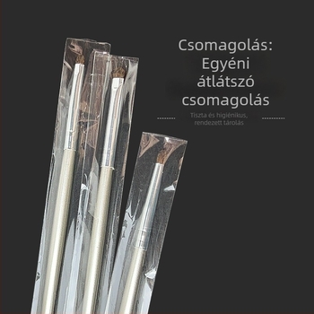 Sminkecsetek készlet, 3 darab, lóhaj sörtéjű, fa nyél, hosszú nyél