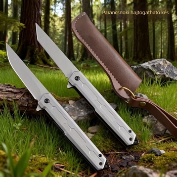 Commander összecsukható kés – Többcélú, Gyors nyitású, Hordozható a szabadban történő kempingezéshez – 8,5 cm pengéjű rozsdamentes acél