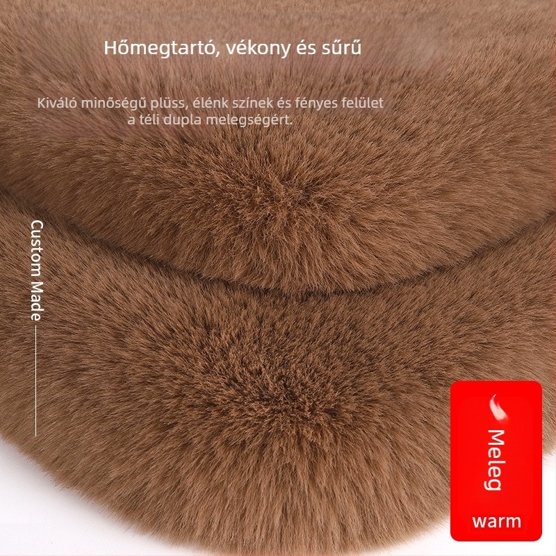 Téli plüss autóülés párna, vastag és meleg, nyúl szőrös felülettel, háttámla, univerzális modell
