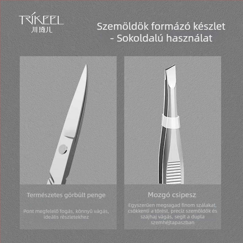Szemöldökformázó készlet – rozsdamentes acél szemöldökolló és csipesz, 2 darabos smink-készlet, márka Trikeel/Sichuan Qier