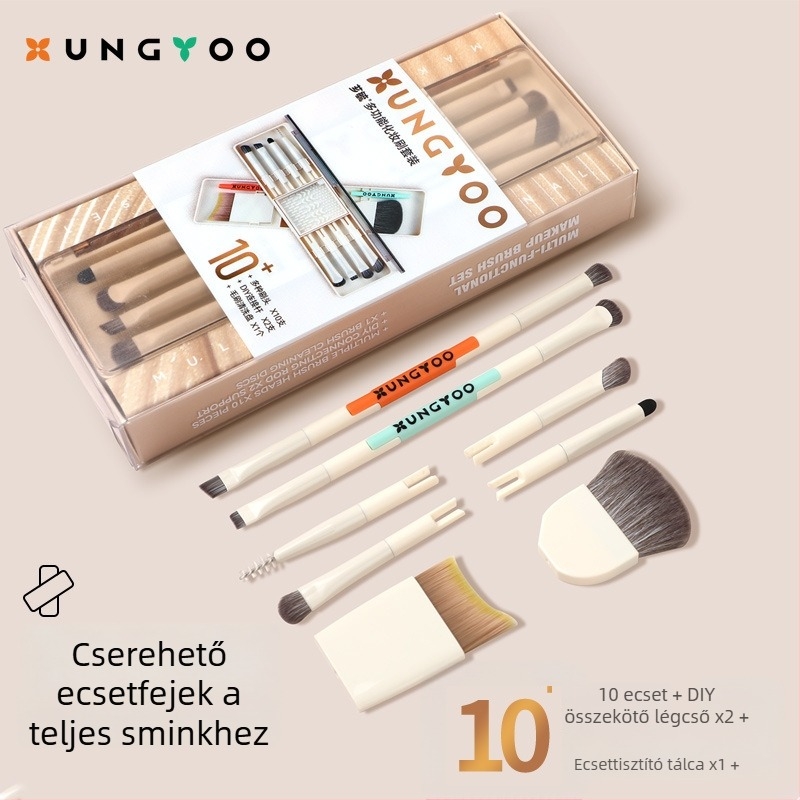 Xiangyu sokoldalú sminkecsetkészlet - 10 darab, szintetikus sörték, műanyag nyél, dobozos csomagolás