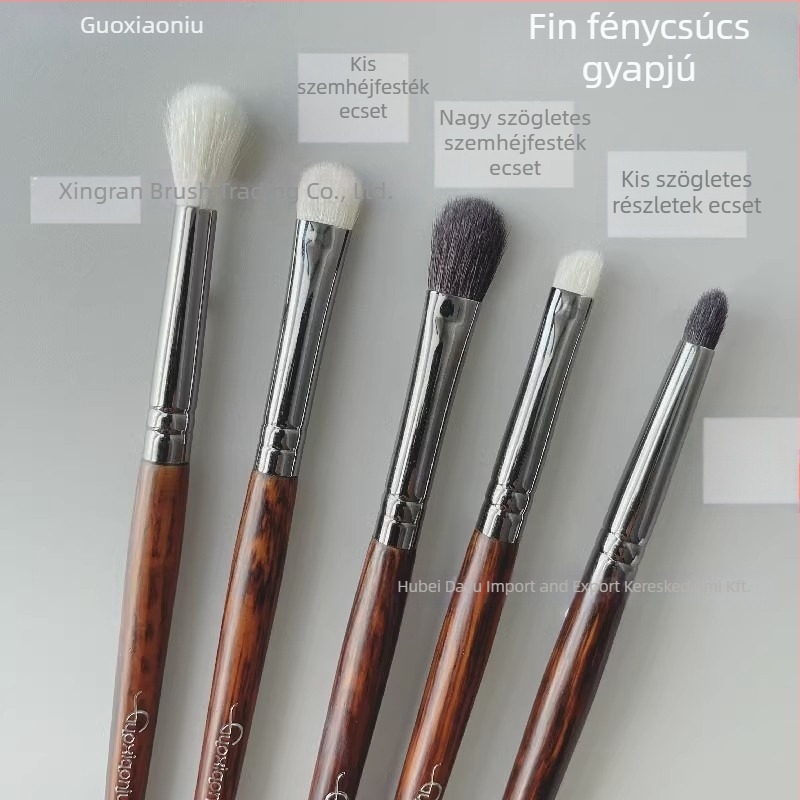 Szemhéjfesték ecsetkészlet, gyapjúszálú sörték, fa nyelű, Hubei eredetű