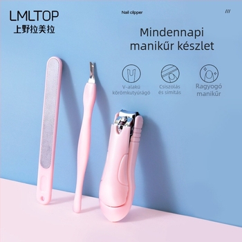 Lamela 3 részes manikűrkészlet — Modell 3036, Rozsdamentes acél körömvágó olló, V-formájú körömágy fogó, Polírozott csiszoló szalag