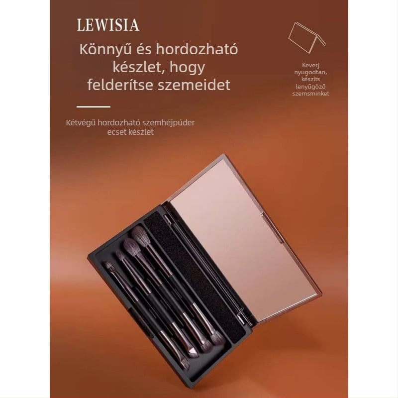Kétszárnyú szemhéj ecset tükörrel – hordozható, 1 ecset, szintetikus szálak + kecskeszőr