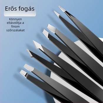 Rozsdamentes acél szemöldökclip készlet, négy darabos, tartalmaz szemöldök formázó csipeszt és eszközt a műszempillák ápolásához