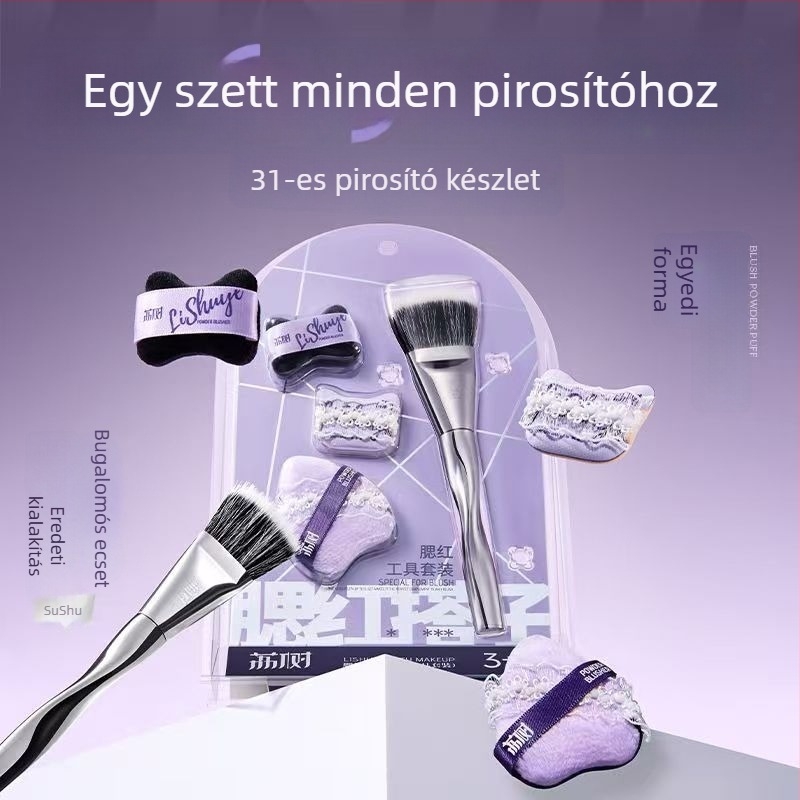Lishu blush ecsetkészlet, 4 darabos, dobozban, sminkelésre, bármilyen bőrtípushoz.