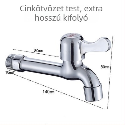 Egyszerű hideg vízcsap, cinkötvözet testtel, hosszabb kifolyócső, modell 6712, szeleptest rézből
