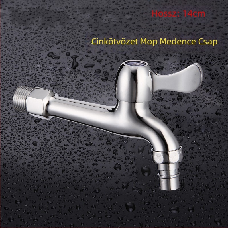 Egyszerű hideg vízcsap, cinkötvözet testtel, hosszabb kifolyócső, modell 6712, szeleptest rézből