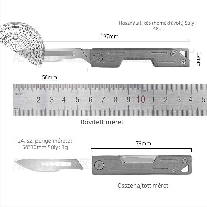 Rozsdamentes acél mini hajtókés, gyors nyitás, kulcstartó, 5.8 cm penge, 3Cr13 penge