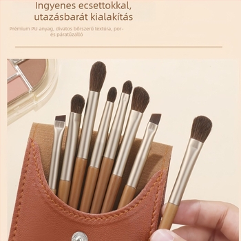 Szemhéjfesték ecset készlet, 8 darab, szintetikus sörtéjű, műanyag nyéllel, teljes hossz 17 cm, hordozható