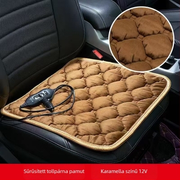 Autómelegítő üléstakaró - 12V/24V, USB 5V, plüss felület, selyemrost töltés