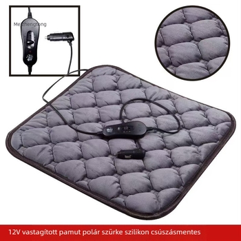 Autómelegítő üléstakaró - 12V/24V, USB 5V, plüss felület, selyemrost töltés