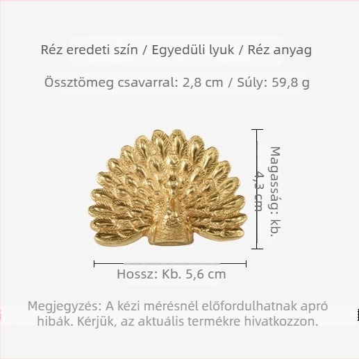 Ajtókezelő állatmotívummal, réz, új kínai stílus, felületi rögzítés, modell TBS003
