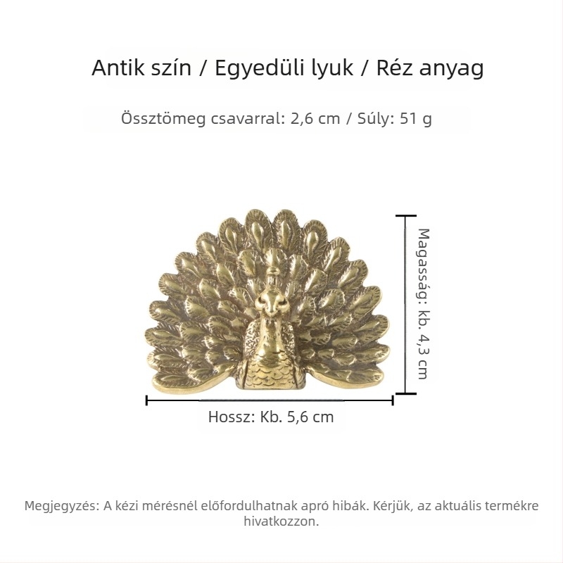 Ajtókezelő állatmotívummal, réz, új kínai stílus, felületi rögzítés, modell TBS003