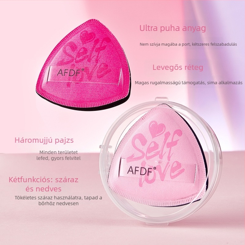 AFDF Púder puff szett, nedves és száraz kettős használat, természetes szivacs, háromszög alakú