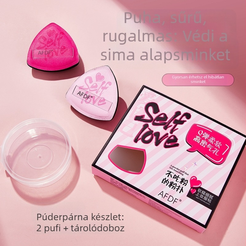 AFDF Púder puff szett, nedves és száraz kettős használat, természetes szivacs, háromszög alakú