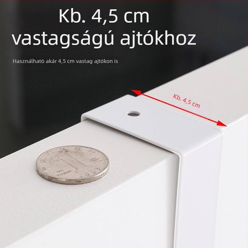 Fém ajtó akasztó, fúrás nélküli telepítés, három soros, modern minimalist dizájn, teherbírás 5 kg-ig