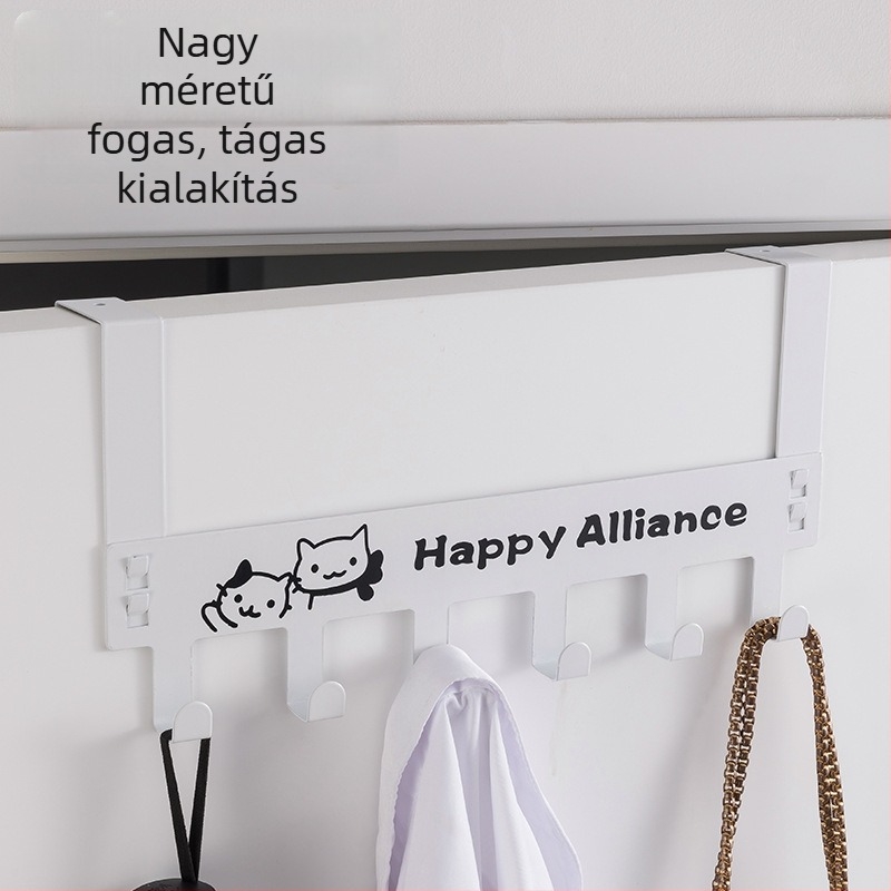 Fém ajtó akasztó, fúrás nélküli telepítés, három soros, modern minimalist dizájn, teherbírás 5 kg-ig