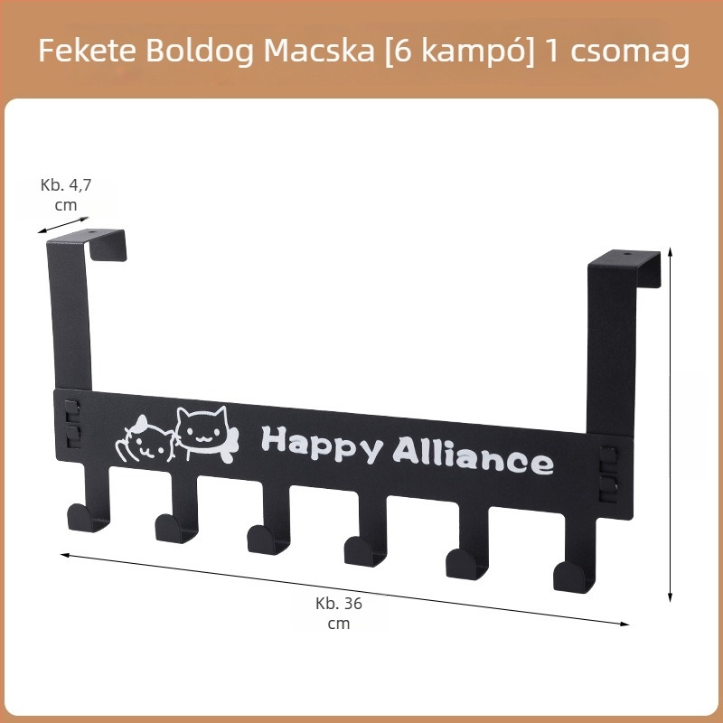 Fém ajtó akasztó, fúrás nélküli telepítés, három soros, modern minimalist dizájn, teherbírás 5 kg-ig