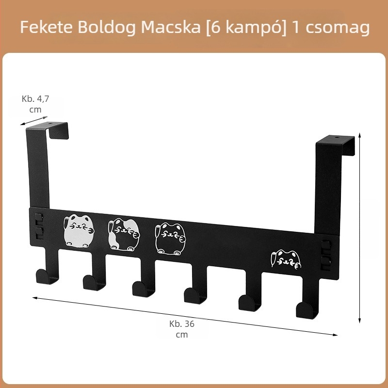 Fém ajtó akasztó, fúrás nélküli telepítés, három soros, modern minimalist dizájn, teherbírás 5 kg-ig