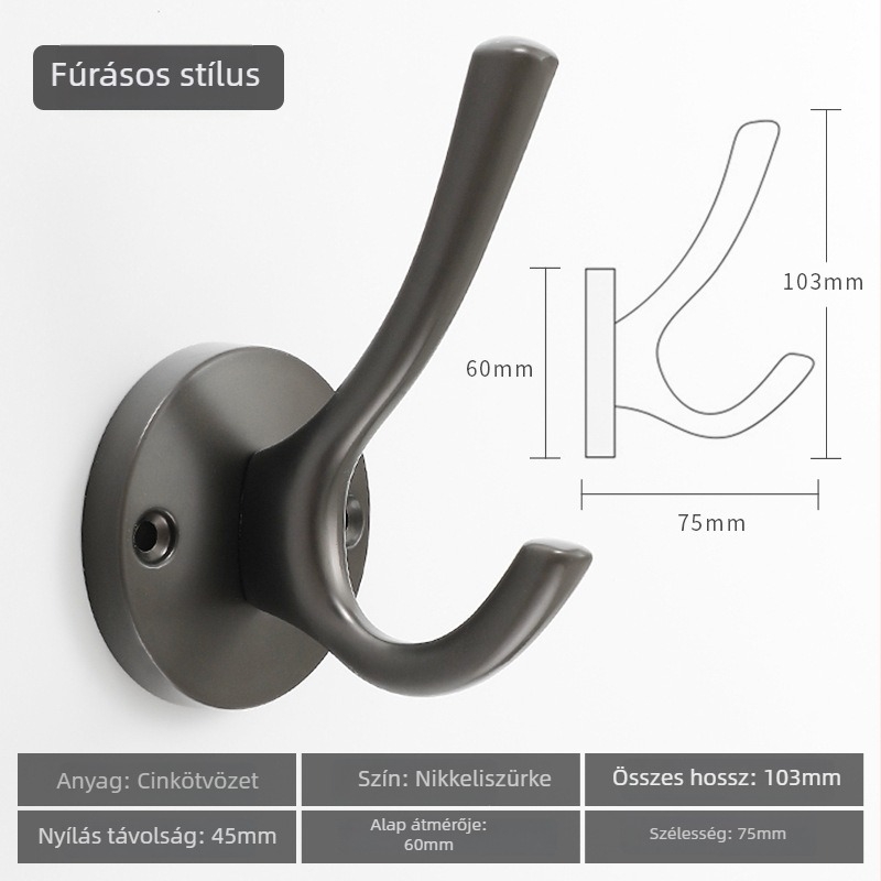 Cinkötvözet falra szerelhető ruhatartó, Modell 2103, Emperor Seal, Gardrob, Modern Minimalista Stílus
