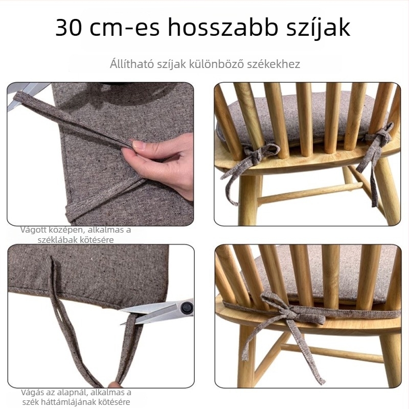 Patkó alakú székhuzat párna pamut-len anyagból, pántokkal, légáteresztő töltettel (szivacs), japán stílusú, nappali, dolgozószoba, iroda és étkező számára